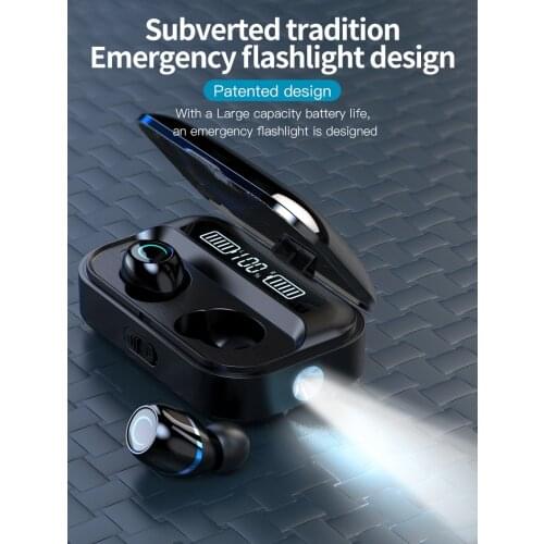 WTS G05 V5.0 Bluetooth Wireless Earphone Waterproof Touch Stereo Earbud Earphone 1500mAh Battery LED Display With Flashlight