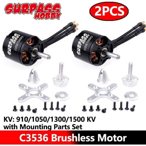 Surpass Hobby 2PCS C3536 Brushless Motor 3536 910KV 1050KV 1300KV 1500KV 14 Poles for RC Airplane Fixed-wing Glider Warbirds