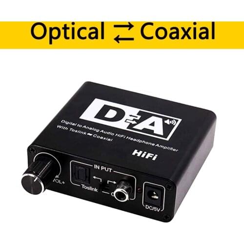 Digital to Analog Audio Converter Adapter 192KHzoptical Coaxial to RCA L/R 3.5mm Support Toslink to Coax and Coaxial to Toslink