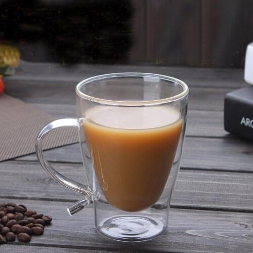 300ml S-handle Glass Coffee Cup Borosilicate Glass Double Wall Juice Cup Creative Hot Safe Office Household Drinkware