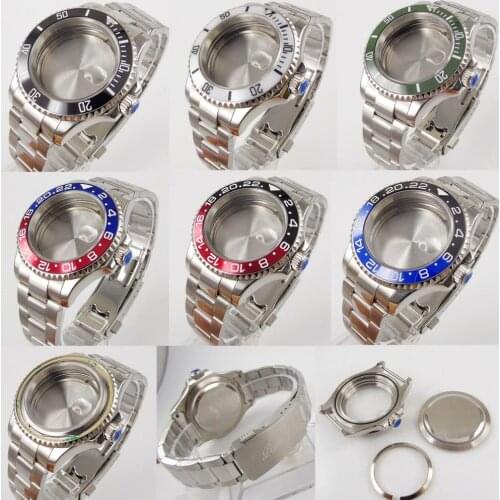 PARNIS Fit MIYOTA / MINGZHU Movement New 41mm Watch Case+Watch Band with Bidirectional Bezel Sapphire Glass