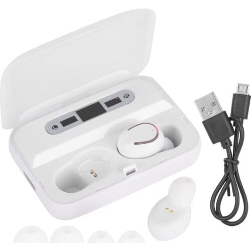 Digital Display Wireless 5.0 Binaural Bluetooth Headset Stereophonic Earphone(whitewith breath