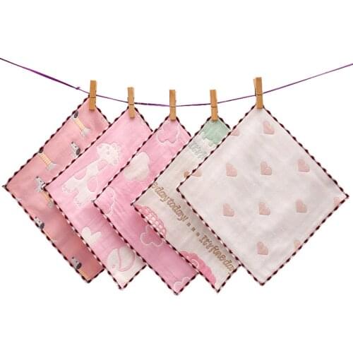 Baby Towels 6-Layer Jacquard Gauze Childrens Square Cotton Towel Portable Absorbent Saliva Handkerchief Baby Supplies
