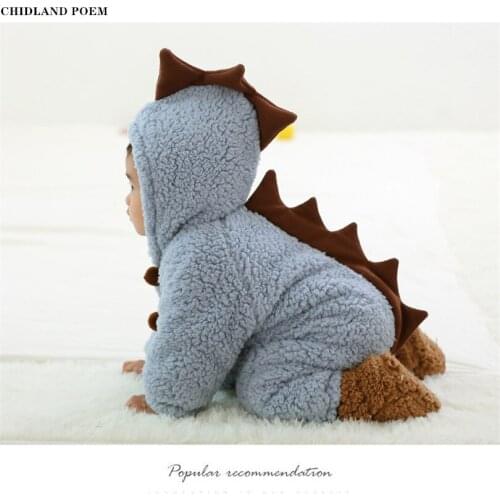 Baby Romper Winter Baby Clothes Newborn Thick Velvet Baby Boy Romper Hooded Animal Dinosaur Baby Costumes Girl Romper Jumpsuit