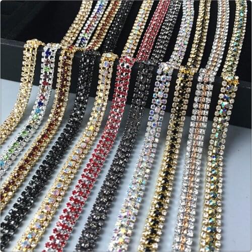 Hand-sewn colorful diamond chain lace trim denim jacket diy rhinestone accessories clothing design decoration materials