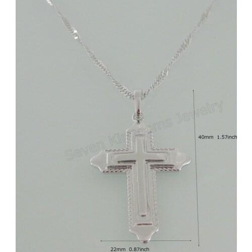 Foromance/ WHITE GOLD OVERLAY FILLED BRASS 18" water wave NECKLACE & JESUS CROSS PENDANT