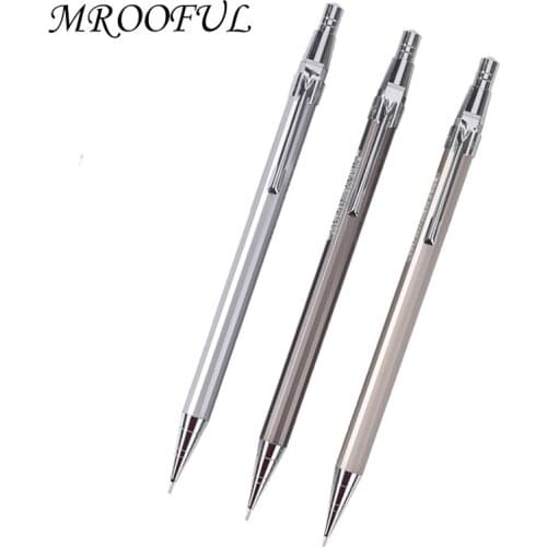 High Quality Mechanical Pencil 0.5mm 0.7mm Silver Metal Automatic Pencil Korean Stationery Student Drawing Writing Supplies