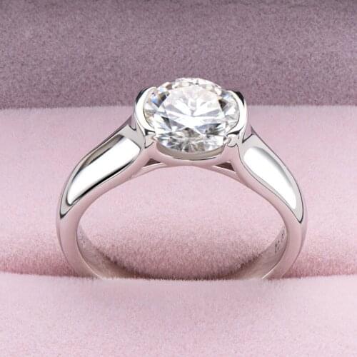 Vintage 100% 925 Sterling Silver Real 2 Carats D Color Moissanite Wedding Rings For Women Simple Anniversary Fine Jewelry Gift