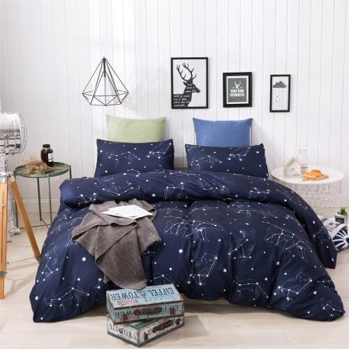 Duvet Cover Blue Bedding Set Double Bed Comforters Twins King Set Bed Starry Constellation Pattern king size bedding set