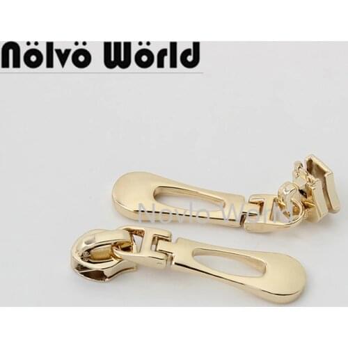 Nolvo World 5-20-100pieces 11*51mm Light gold Silver 5# metal zip puller 5# Nylon zipper puller slider bag accessories