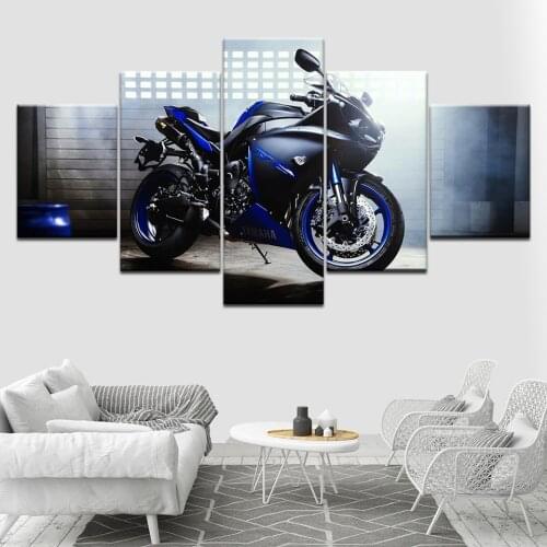 Cool Racing Motorcycle 5 Piece HD Wallpapers Art Canvas Print modern Poster Modular art painting for Living Room Home Decor