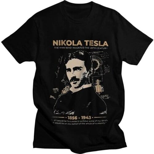 Nikola Tesla T-Shirt Men Graphic T Shirts Short Sleeve Scientists Subject Inventor Physics Science Tshirt Cotton Tee Top Clothes