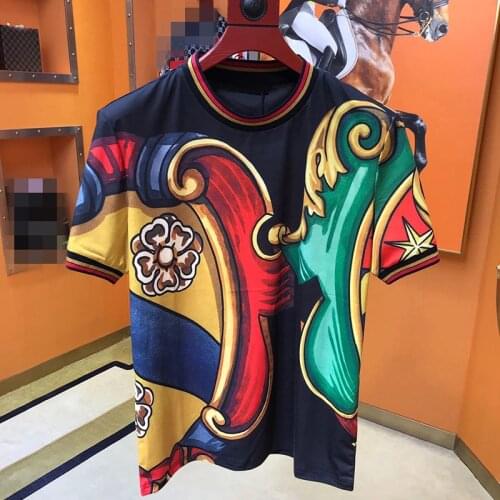 Best Selling Mens Summer Fashion Printing Short Sleeve Personality Soft Holiday Leisure Sweat-Absorbent T-Shirt