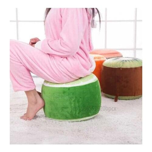 Plush Fabric Inflatable Bench Thick Sponge Cushion with Fruit Pattern Round Stool and Easy To Store Removable and Washable