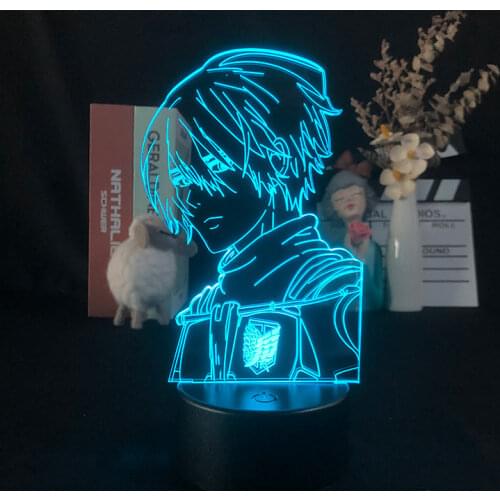 Attack on Titan 4 Mikasa Ackerman Japanese Anime Manga 3D Night Light Alarm Clock Base Light Color with Remote Table Room Child