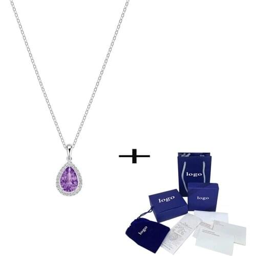 New Fashion Fresh Pendant Simple Temperament Purple Crystal Necklace Ladies Luxury Jewelry For Girlfriend Best Romantic Gift