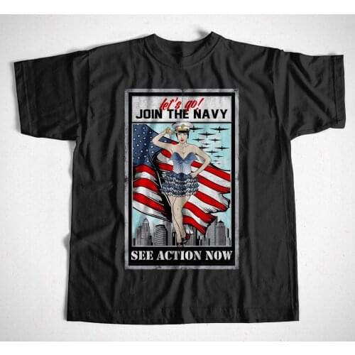 Newest 2019 Men Fashion T-Shirt Chick Navy S-XXL Airforce USA US America Amerika Bomb Pinup Comic Army Summer Style
