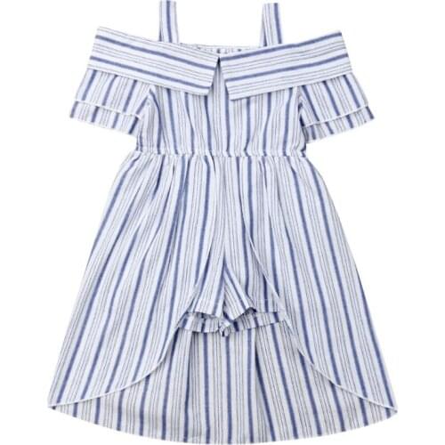 Baby Clothes Summer Toddler Kid Baby Girl Clothes Striped Sleeveless Off Shoulder Romper Dress Outfit