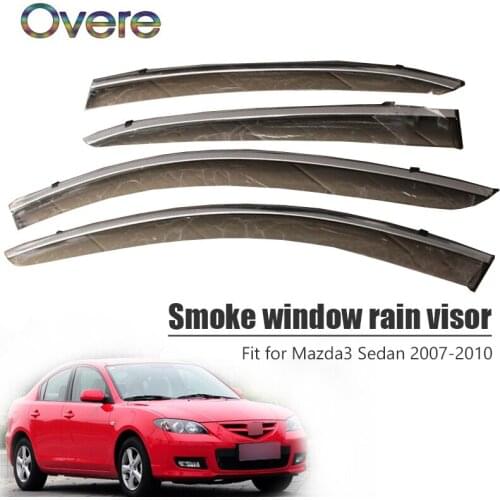Overe 4Pcs/1Set Smoke Window Rain Visor For Mazda 3 Sedan 2007 2008 2009 2010 Car-styling ABS Awnings Shelters Guard Accessories