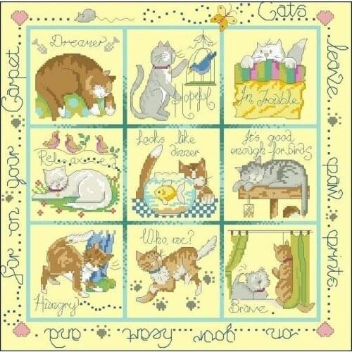 Embroidery Package Hot Sell Best Quality Cross Stitch Kits Cats Animal Free Shipping