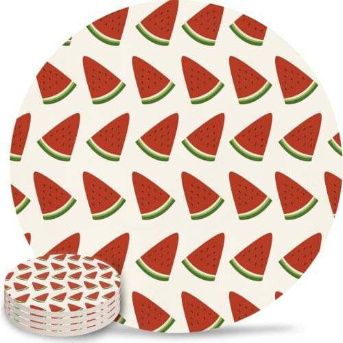 Summer Watermelon Pattern Coasters Coffee Table Decor Kitchen Accessories Ceramic Coaster Dinning Table Decoration Placemats