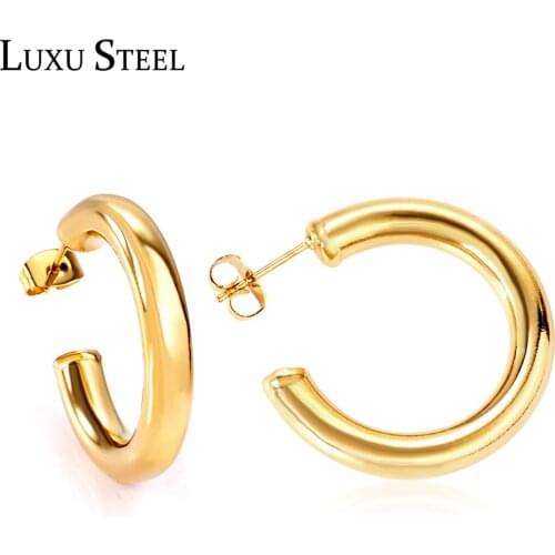 LUXUSTEEL Stainless Steel Semicircle Hoop Earring Women Accessories Party Wedding Stainless Steel Earring Wholesale Gift