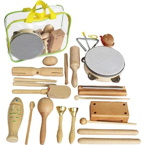 Hand Percussion Set Shaker Bell Sand Maraca Eggs Hammer Shaker Sound Guiro Rhythm Stick Educational Toys Log Musical Instrument