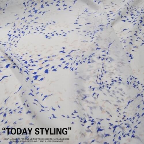 LEO&LIN Large and Wide White Geese Fly Silk Georgette Chiffon Skirt Shirt Clothing Fabric DIY Patchwork Tissue