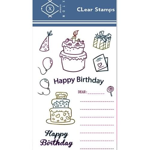 11*16CM Birthday Cake Transparent Clear Stamps / Silicone Seals Roller Stamp for DIY scrapbooking photo album/Card Making