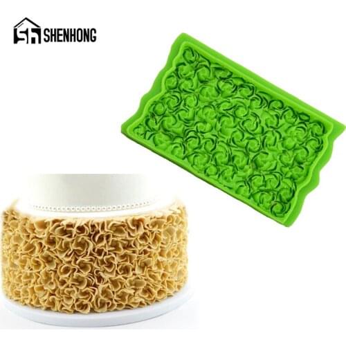 SHENHONG 3D Flower Pattern Silicone Cake Mold Petal Fondant Paste Sugar Craft Pastry Border Decorating Mould Chocolate Candy Pan