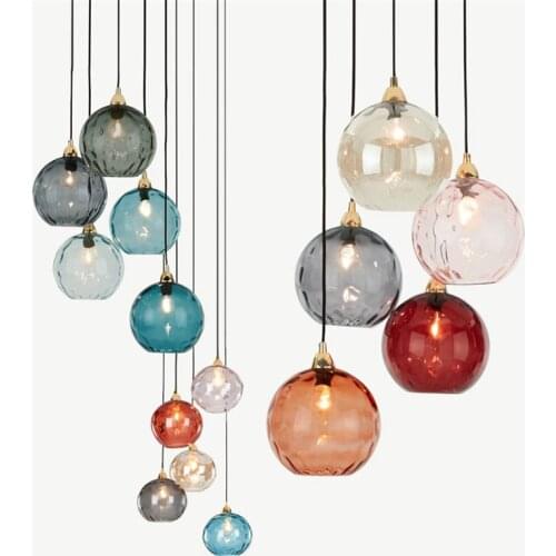 Nordic stained glass water ripple pendant lights bedroom bedside kitchen bar modern dining room designer hanging lamps lighting