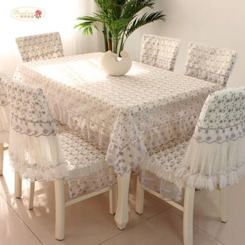 Embroidered Tea Table Cloth Cloth Rectangular Table Cloth Cushion Chair Cover Set Lace Chair Cover Simple Modern