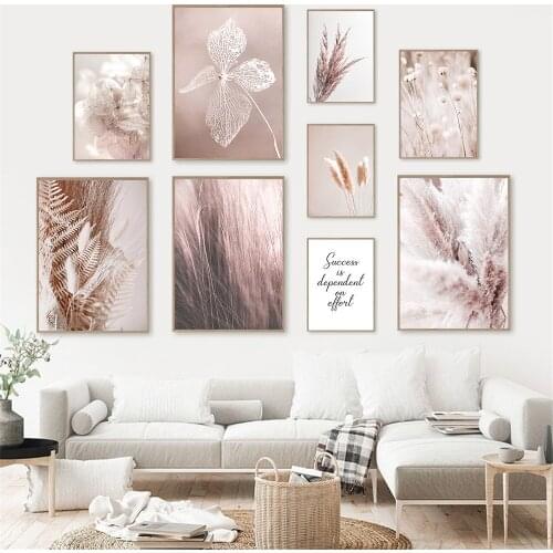 Warm Grass Reed Plants Canvas Poster Painting Dried Flower Nordic Posters Landscape Wall Art Print Pictures Living Room Decor