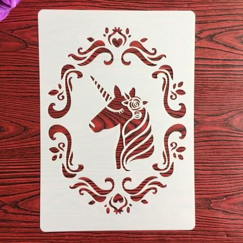 A4 29 * 21cm unicorn Mandala DIY Stencils Wall Painting Scrapbook Coloring Embossing Album Decorative Paper Card Template