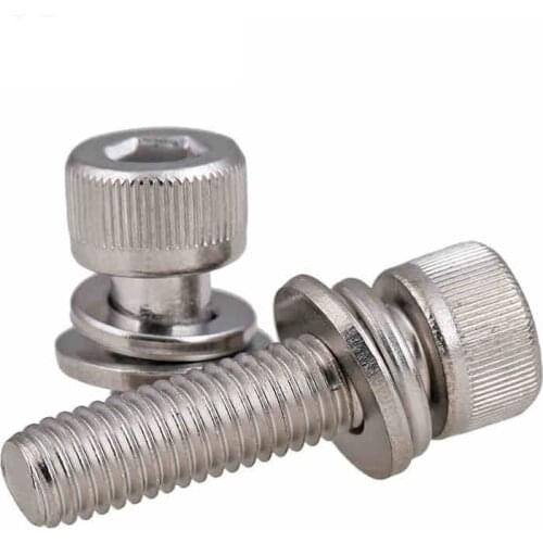 304 stainless steel three combination of hexscrew cylinder head with its own flat pad screw M6M8 10PCS