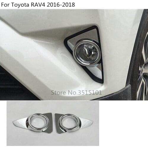 High Quality Car Styling Cover ABS Chrome Lamp Front Fog Light Trim Frame For Toyota RAV4 2016 2017 2018