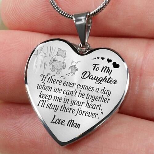 High Quality To My Daughter Love Mom Heart Pendant Necklace Inspirational Letter Pendant Necklaces Choker Jewelry Birthday Gift