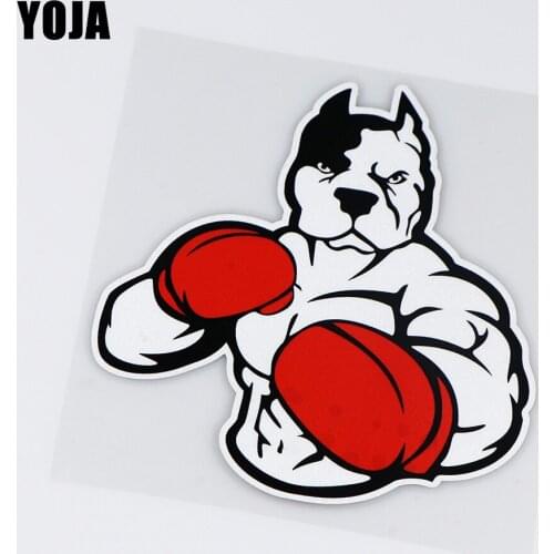 YOJA 12.2X13.1CM Pitbull Dog Boxer Fashion Decoration Car Sticker Cartoon Vinyl Decal ZT4-1012