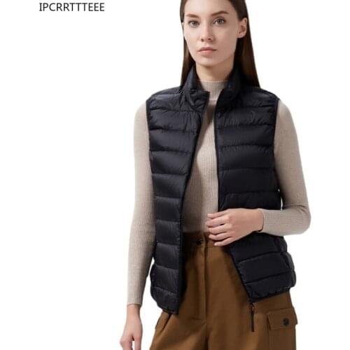 Women Vests 2021 New Winter Ultra Light White Duck Down Vest Female Slim Sleeveless Jacket Womens Windproof Warm Waistcoat