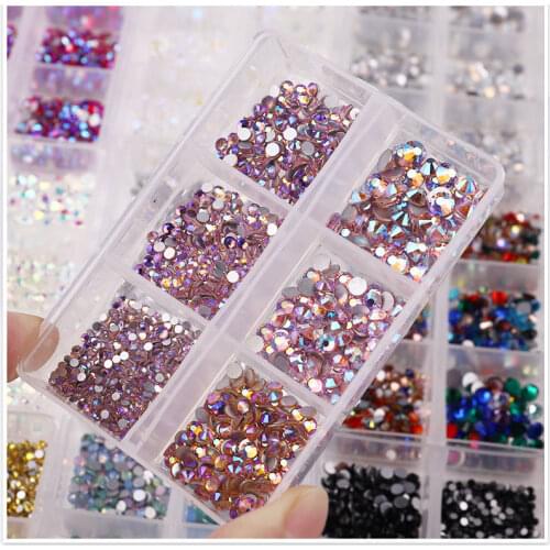 1 Box Crystal Nail Rhinestone Gold Silver Clear Mixed Color Flat Back Various Shape DIY Nail Art 3D Sparkly Decoration Jewelry