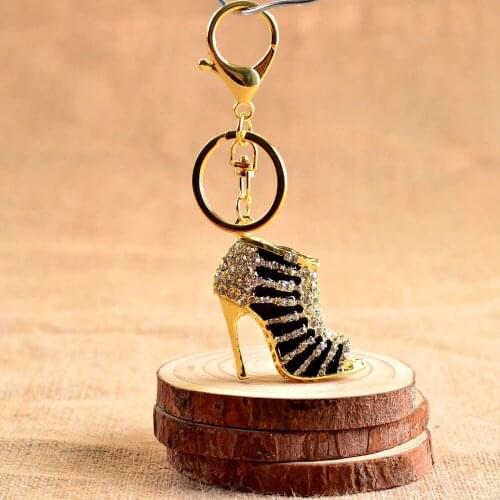 1PC High-heeled shoes Keychain Car Keyring Rhinestone Crystal Charm Pendant Key Bag Chain Gift Metal Craft MY 009