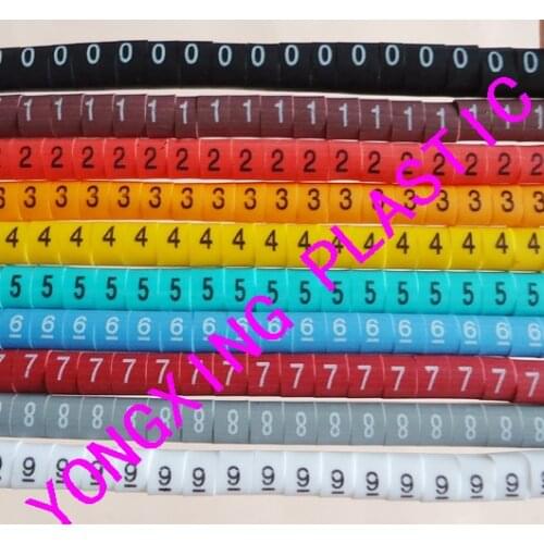 100pcs/lot freeshipping EC-0 1.5mm2 cable marker 0-7 different number colorful