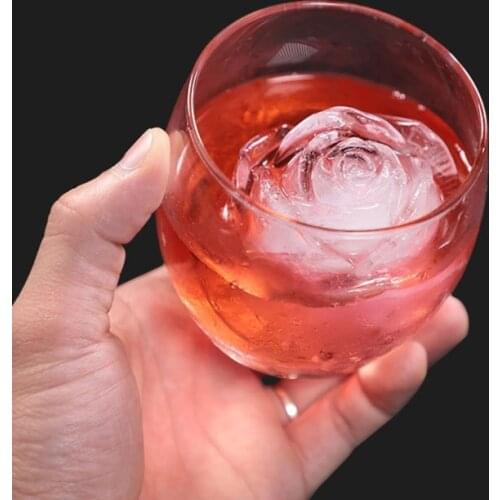3D Rose Ice Cube Mold Silicone Rose Flower Ice Cubes Mould for Whiskey Cocktai