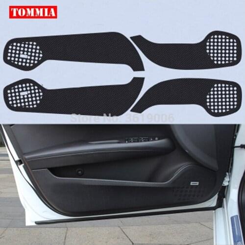TOMMIA For Cadillac ATSL Car Inside Door Cover Scratch Protection Anti Kick Pads Carbon Fiber Stickers 4pcs