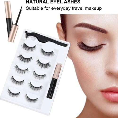 5 Pairs 3D Magnetic Eyeliner Liquid False Eyelashes Tweezer Magnetic Eyelashes Magnetic Eyelash Extension Makeup Tools TSLM1