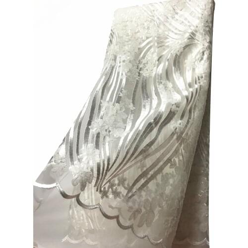 5 Yards Latest Bridal Dress White Lace Fabric Sequin for Wedding Gown Tulle Embroidery Lace Fabric Handmade KRL-4258