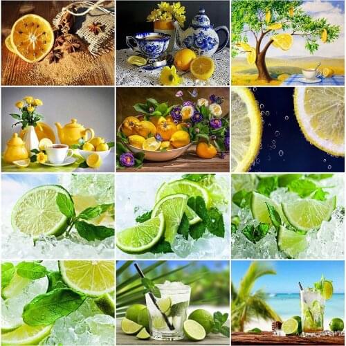 AZQSD DIY Full Square/Round Diamond Painting Lemon Diamond Embroidery Mosaic Fruit Picture of Rhinestones Home Decoration