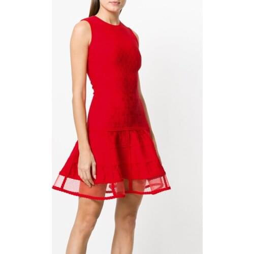 High Quality Red Black Khaki Sleeveless A-line Bodycon Rayon Bandage Dress Party Cute Dress