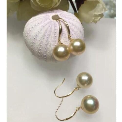 Free shipping luxury Noble jewelry Genuine QUALITY AAA 10 MM Natural genuine south sea pearl EARRING