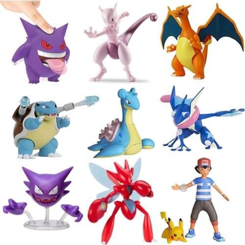 Blastoise/ Mewtwo/ Gengar/Charizard /Greninja /Ash Ketchum Action Figure Model Toys Model Room Decoration Gifts for Kids